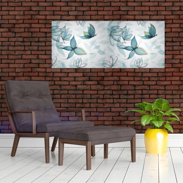 Tablou - Fluturași albaștri (120x50 cm)