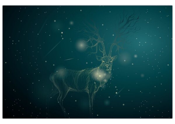 Tablou - Cerb magic noaptea (90x60 cm)