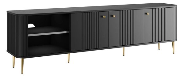 Comodă TV Vesper 3D 187 cm - negru / picioare aurii