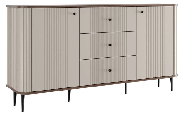 Comodă cu sertare Vesper 160 cm pe picioare - cașmir / nuc / picioare negre