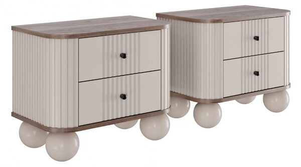 Set noptiere Vesper 56 cm - cașmir / nuc / mânere negre / picioare sferice