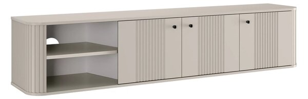 Comodă TV suspendată Vesper 187 cm cu 3 uși - cașmir / mânere negre