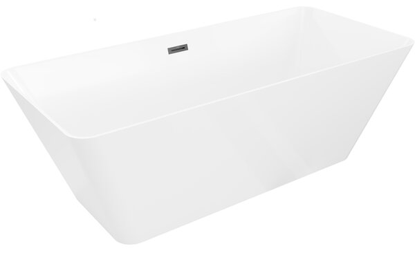 Mexen Velo Slim, cadă de baie independentă 170 × 75 cm, alb lucios, preaplin negru, 52811707500-70