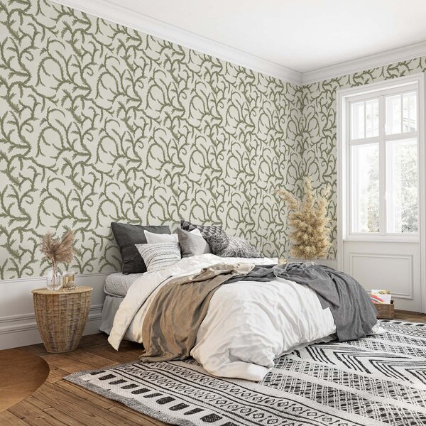 Tapet Bucle moi de conifere verzi pe un fundal deschis, Tapet natura, Tapet frunze, a00938 : Uwalls.ro