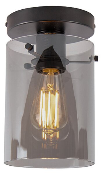 Plafoniera de design neagra cu sticla fumurie - Dome