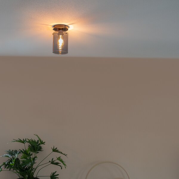 Plafoniera de design neagra cu sticla fumurie - Dome
