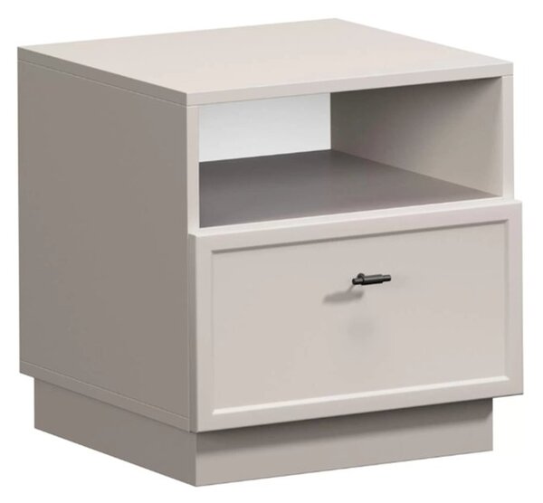Noptieră cu sertar Lorini 45 cm - cașmir / mânere negre T-bar