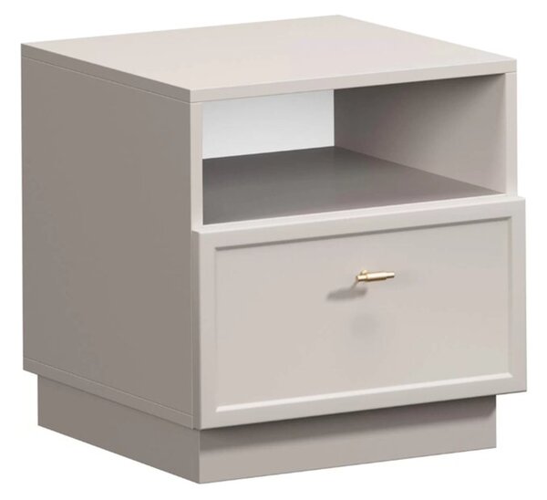 Noptieră cu sertar Lorini 45 cm - cașmir / mânere aurii T-bar
