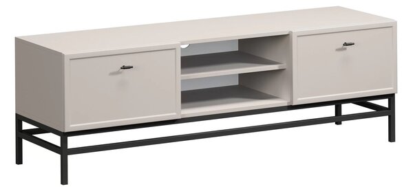 Comodă TV cu sertare Lorini 150 cm - cașmir / mânere negre T-bar / cadru