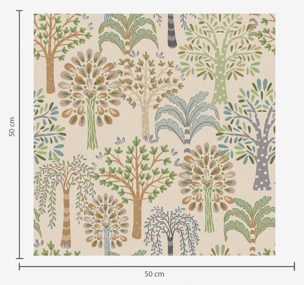 Tapet Copaci decorativi într-o paletă naturală delicată, Tapet pădure, Tapet copaci, a00960 : Uwalls.ro