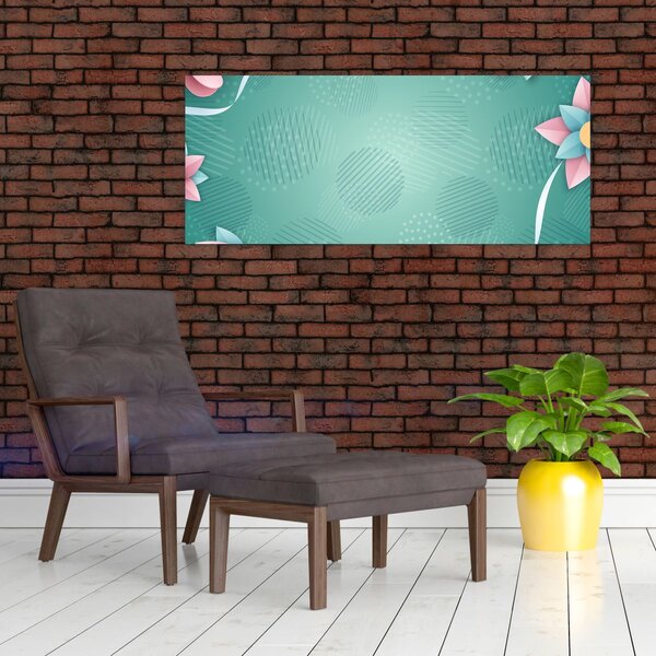 Tablou - Cercuri cu flori (120x50 cm)