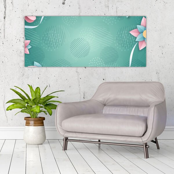 Tablou - Cercuri cu flori (120x50 cm)