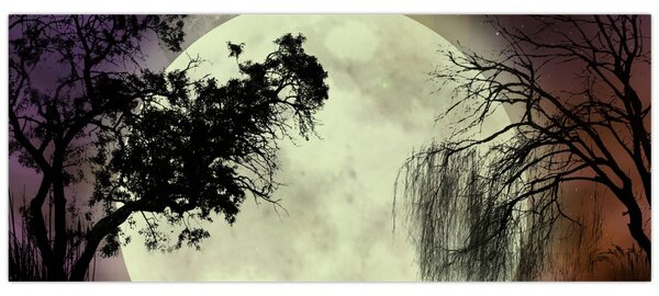 Tablou - Lună plină deasupra apei (120x50 cm)