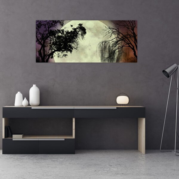 Tablou - Lună plină deasupra apei (120x50 cm)