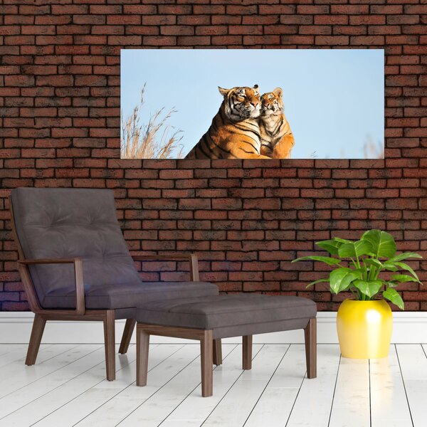 Tablou - Tigroaica cu pui (120x50 cm)
