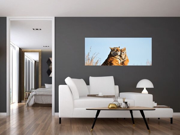 Tablou - Tigroaica cu pui (120x50 cm)