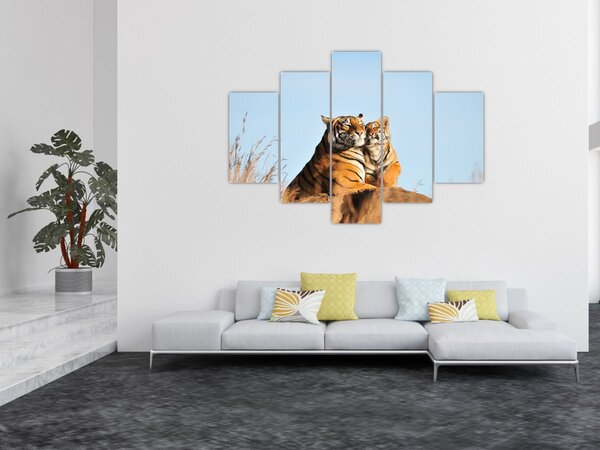 Tablou - Tigroaica cu pui (150x105 cm)