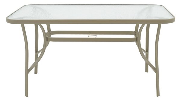 Masă grădină, Pako World, model Ensure, Metal si Sticla Securizata, Champagne, 140 x 80 x 70 cm