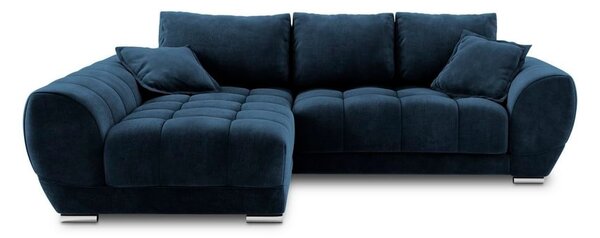 Colțar extensibil cu tapițerie de catifea și șezlong pe partea stângă Windsor & Co Sofas Nuage, albastru