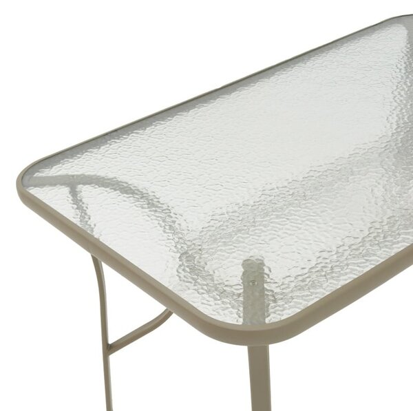 Masă grădină, Pako World, model Ensure, Metal si Sticla Securizata, Champagne, 140 x 80 x 70 cm