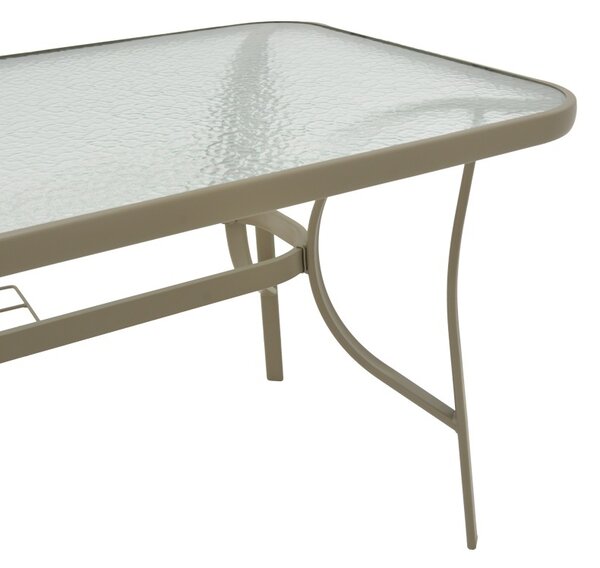 Masă grădină, Pako World, model Ensure, Metal si Sticla Securizata, Champagne, 140 x 80 x 70 cm