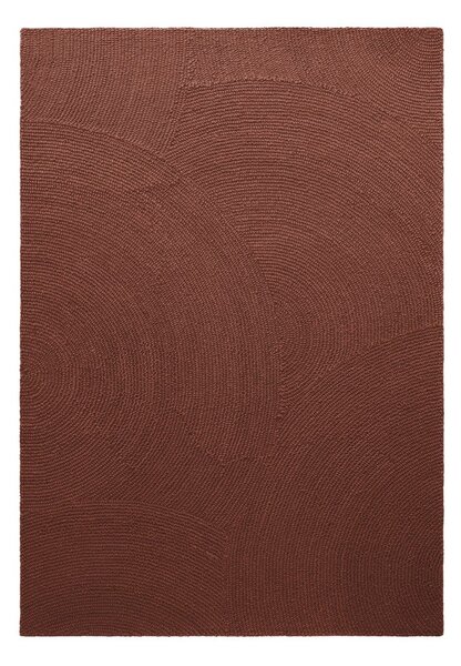 Covor cărămiziu țesut manual din lână 80x150 cm Calmio – Hanse Home