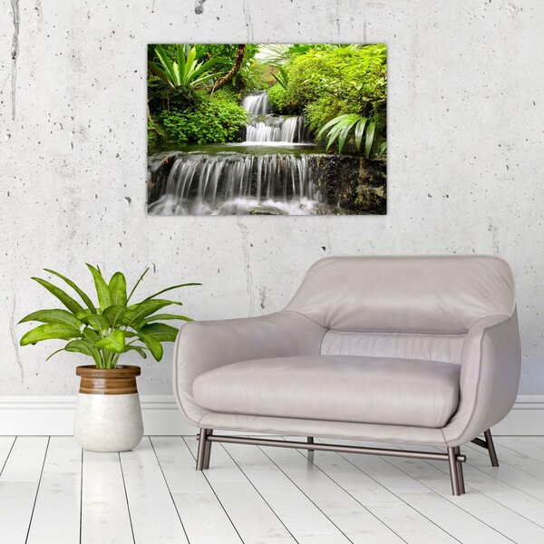Tablou - Cascadă în pădurea tropicală (70x50 cm)