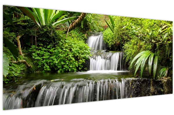 Tablou - Cascadă în pădurea tropicală (120x50 cm)