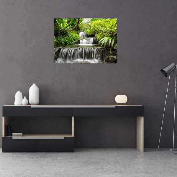 Tablou - Cascadă în pădurea tropicală (70x50 cm)