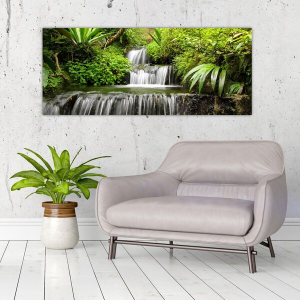 Tablou - Cascadă în pădurea tropicală (120x50 cm)