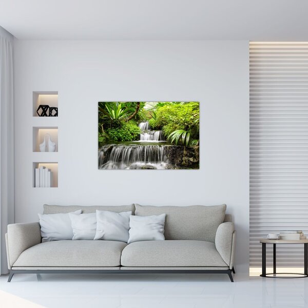 Tablou - Cascadă în pădurea tropicală (90x60 cm)