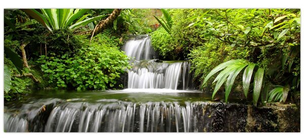 Tablou - Cascadă în pădurea tropicală (120x50 cm)