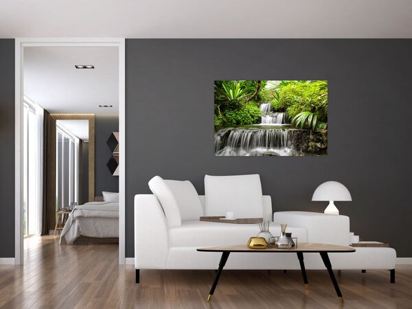 Tablou - Cascadă în pădurea tropicală (90x60 cm)