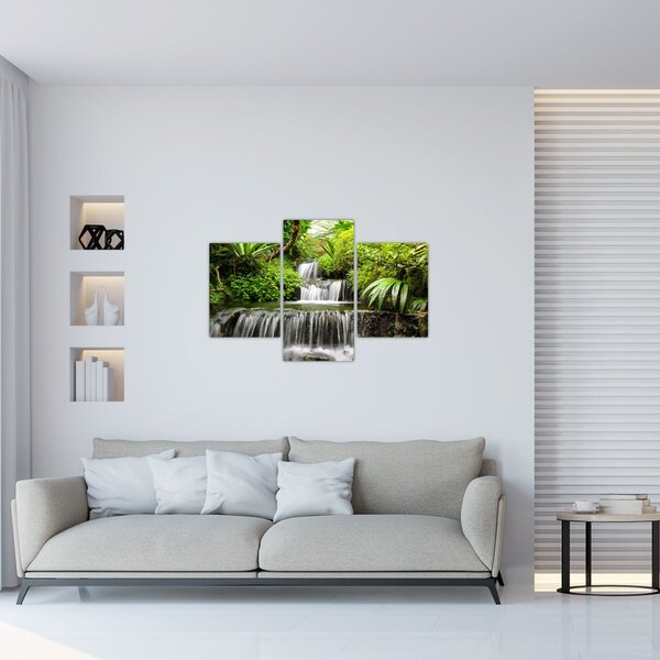 Tablou - Cascadă în pădurea tropicală (90x60 cm)