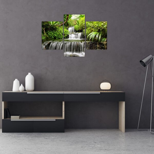 Tablou - Cascadă în pădurea tropicală (90x60 cm)