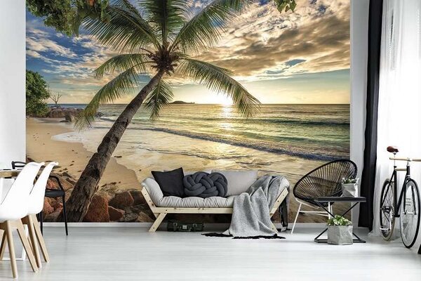 Fototapet peisaj marin răsărit de soare pe plaja tropicală - 11732 - Fototapet24