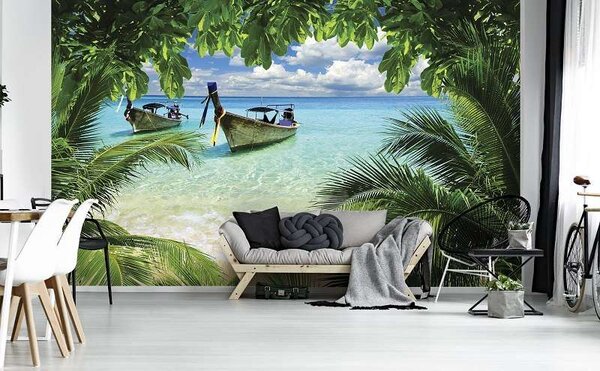 Fototapet barcă de pescari pe o plajă tropicală - 225 - Fototapet24
