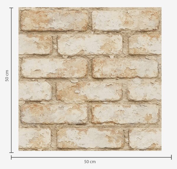 Tapet Textură de cărămidă bej deschis învechită, Tapet loft, a01029 : Uwalls.ro