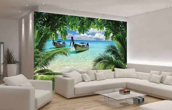 Fototapet barcă de pescari pe o plajă tropicală - 225 - Fototapet24