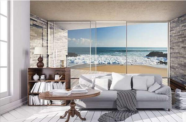 Tapet mural terasă pe plaja la ocean - 3603 - Fototapet24