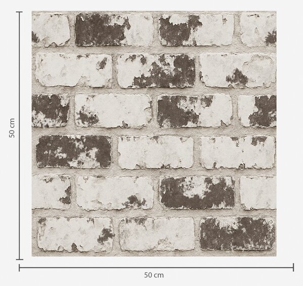 Tapet Cărămidă albă texturată cu patină gri deschisă, Tapet loft, a01031 : Uwalls.ro