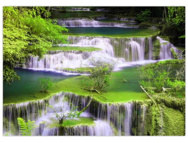 Tablou - Cascada Huay Mae Khamin, Kanchanaburi, Thailanda (70x50 cm)