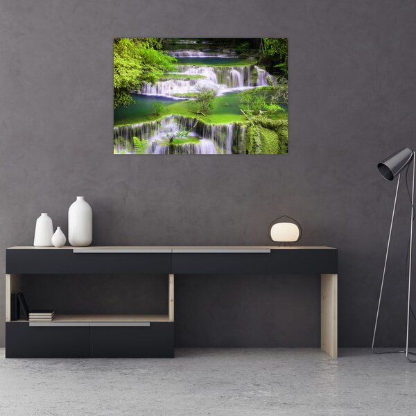 Tablou - Cascada Huay Mae Khamin, Kanchanaburi, Thailanda (90x60 cm)