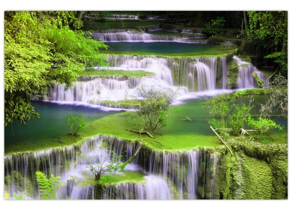 Tablou - Cascada Huay Mae Khamin, Kanchanaburi, Thailanda (90x60 cm)