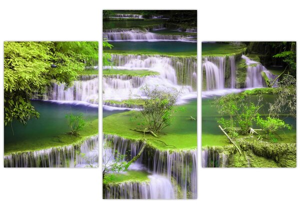 Tablou - Cascada Huay Mae Khamin, Kanchanaburi, Thailanda (90x60 cm)