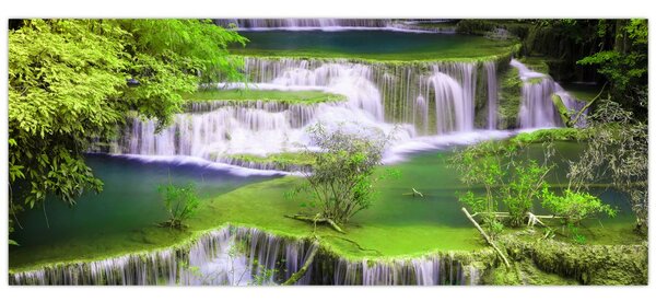 Tablou - Cascada Huay Mae Khamin, Kanchanaburi, Thailanda (120x50 cm)