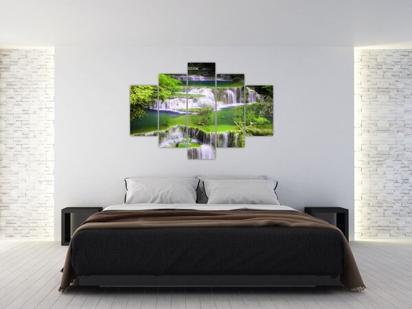 Tablou - Cascada Huay Mae Khamin, Kanchanaburi, Thailanda (150x105 cm)