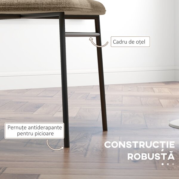 HOMCOM Scaun de masă, Design contemporan și elegant, Material textil cu efect de in, Oțel, 52 x 55 x 80 cm, Maro deschis | Aosom Romania