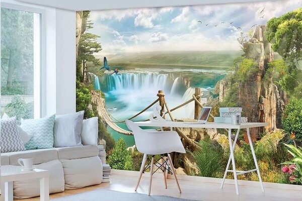Tapet mural pictat, cascade şi peisaj - 10515 - Fototapet24