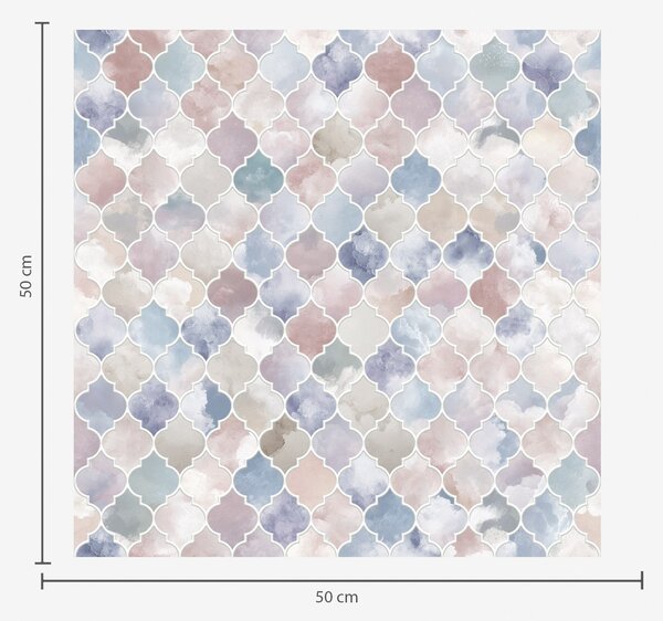 Tapet Mozaic în culori pastelate deschise, cu forme marocane delicate, Tapet abstract, a01039v1 : Uwalls.ro